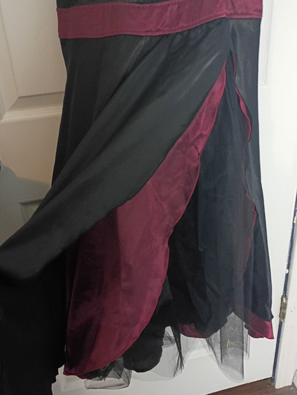 Vintage Lip Service Helena Gothic Goth Black and Burgundy Dress L - Picture 4 of 15